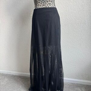 JS Collection black maxi skirt with mesh & underskirt